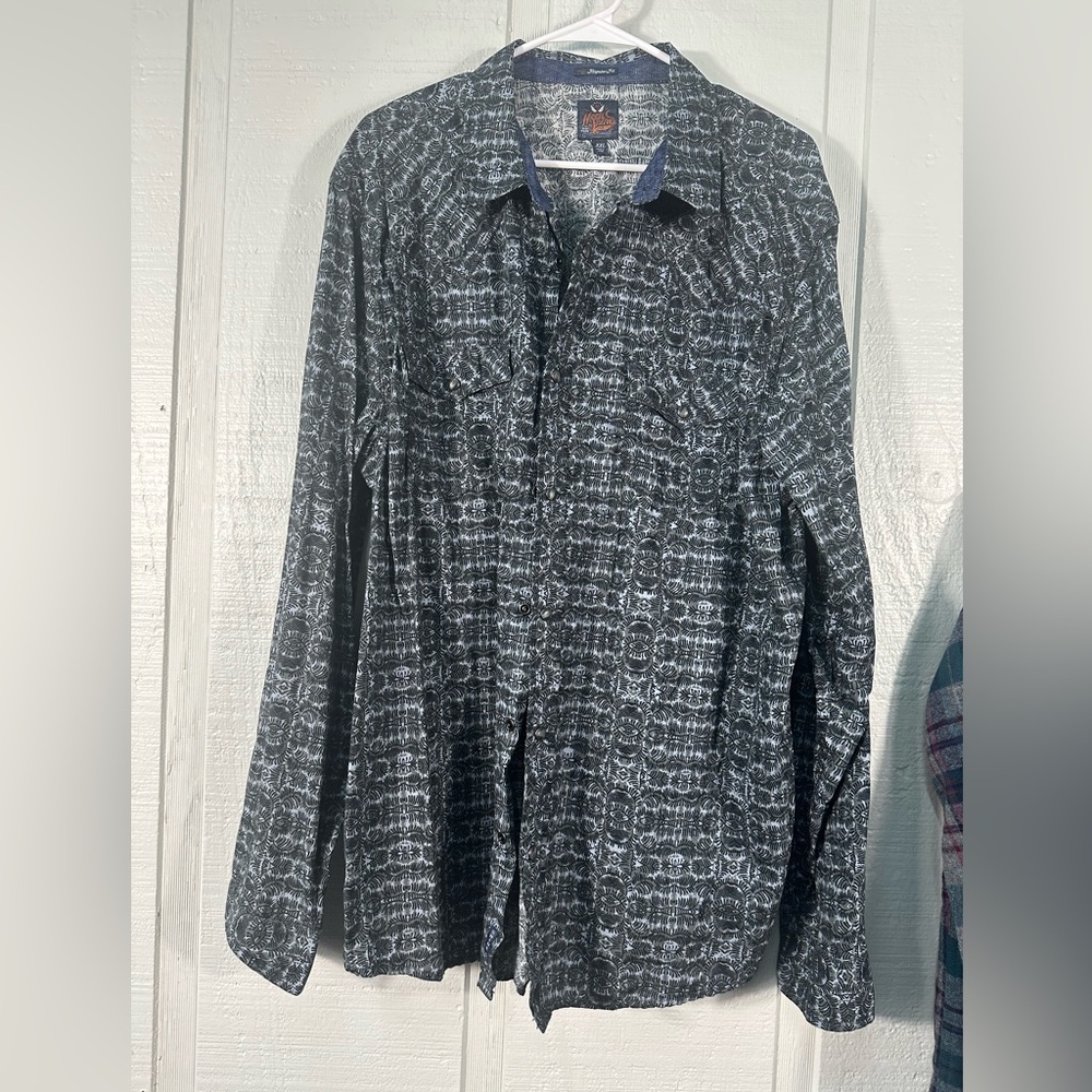 Moon Shine Mens Long Sleeve Gray Patterned Shirt XXL NWOT